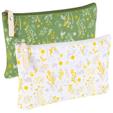 Bolsas de maquillaje florales de Pengxiaomei en rosa y verde, ideales para viaje.
