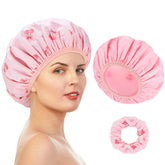 Gorro Pengxiaomei doble cara con cereza; protege el cabello durante la ducha.