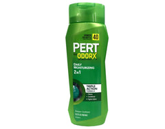 Pack de tres Pert Plus 2 en 1 para cabello normal en estante.