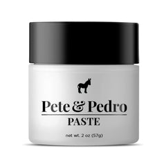 Pete and Pedro Paste jar close-up showing medium hold and semi-matte shine.