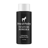 Pete y Pedro polvo-texturizante en envase, volumen inmediato y definición sin brillo.