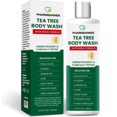 PHARMBANNER gel de ducha árbol de té: botella con limpieza profunda.