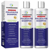 PHARMBANNER Champú antifúngico: botella vertiendo, limpia suavemente y equilibra el cuero cabelludo.