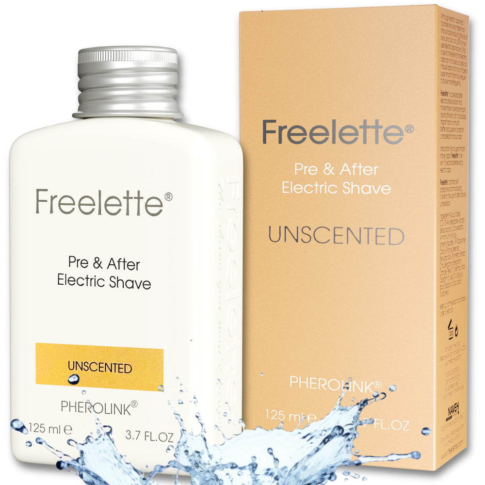 Pherolink Freelette pre-afeitado: textura ligera para un deslizamiento suave durante el afeitado eléctrico.