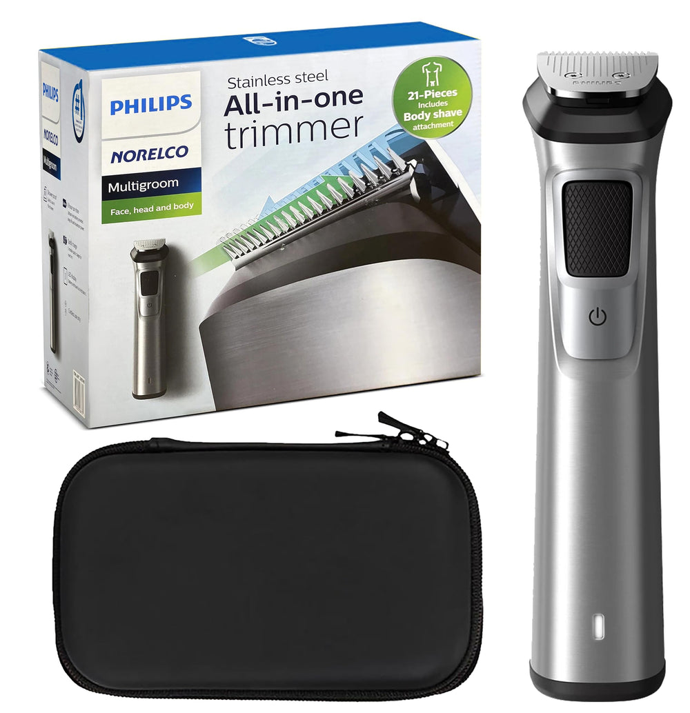 Philips Multi Groomer 8000, vista frontal, versatilidad para rostro, cabeza y cuerpo.