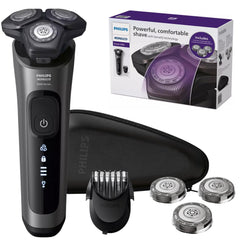 Afeitadora Philips Norelco 6600 en acción, motor potente para afeitado suave.