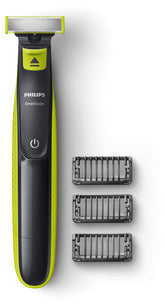 Philips OneBlade QP2520 visto frontal, diseño compacto ideal para viajes.
