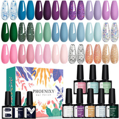 Phoenixy laca gel azul brillante para uñas, color intenso y duradero
