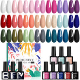 Phoenixy juego de esmalte gel con 21 tonos para manicuras creativas y duraderas