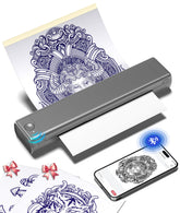 Phomemo M08F imprime plantillas de tatuaje portátiles para sesiones rápidas.