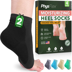 Calcetines PhysFlex para talones con hidratación nocturna para pies suaves