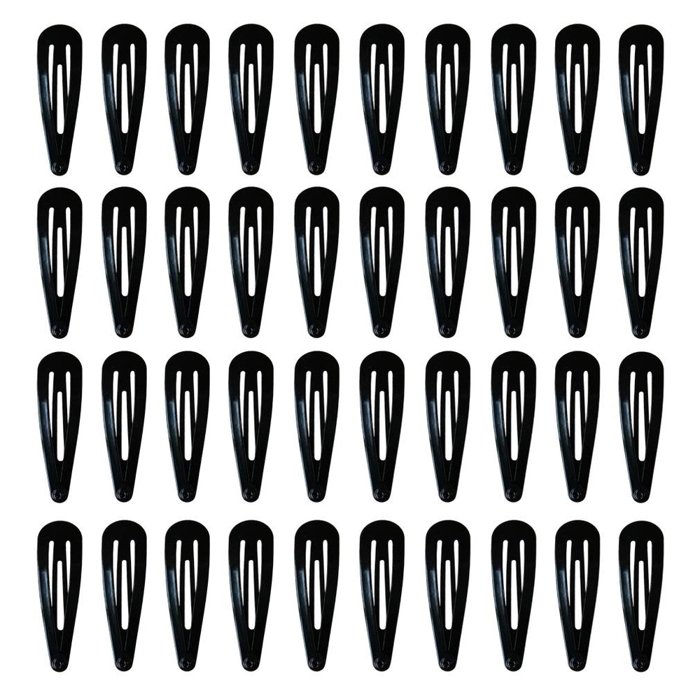 Barrettes PIDOUDOU negras, 40 piezas, fijación firme para peinados estables.