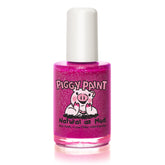 Piggy Paint Glamour Girl en botella close-up muestra tono morado con glitter, seguro para uñas infantiles.
