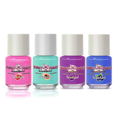 Vernis non-toxique rose Piggy Paint, parfum fruité pour une application sûre.