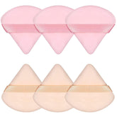 Pimoys puff polvo triángulo de 7 cm, textura suave para aplicación.