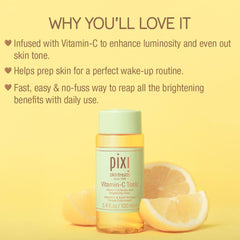 Pixi Tónico de Vitamina C, brillo suave que realza la luminosidad de la piel.