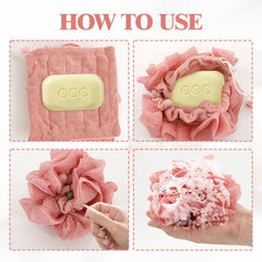 PKRFCJ jabon barra luffa dos-en-uno rosa exfoliación suave para piel sensible