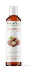 Aceite Plant Guru Macadamia en botella de vidrio, hidrata suave la piel.