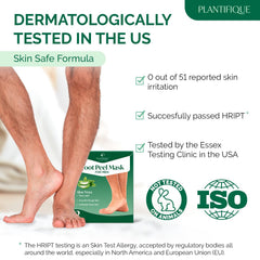 PLANTIFIQUE mascarilla exfoliante para pies, dermatológicamente probada para mayor confianza.