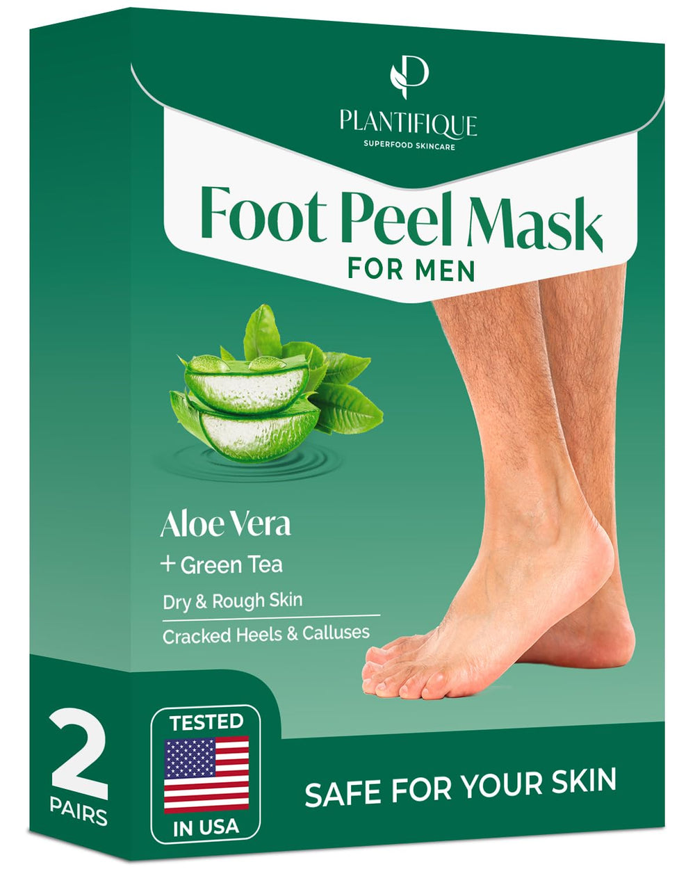 PLANTIFIQUE mascarilla exfoliante para pies, dos unidades, suaviza piel áspera.
