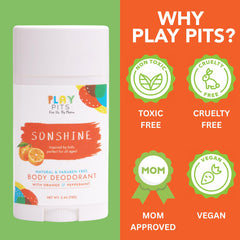 Sonshine de Play Pits: etiqueta con ingredientes naturales visibles