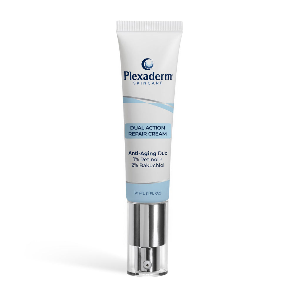 Plexaderm Dual Action Repair: botella de cuello, suavidad de la piel como beneficio.