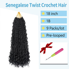 Pojui primer plano de extremos rizados en cabello crochet senegalesa twist