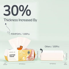 Toallitas POMPOM LIFE duraderas y absorbentes para desmaquillar rápidamente.