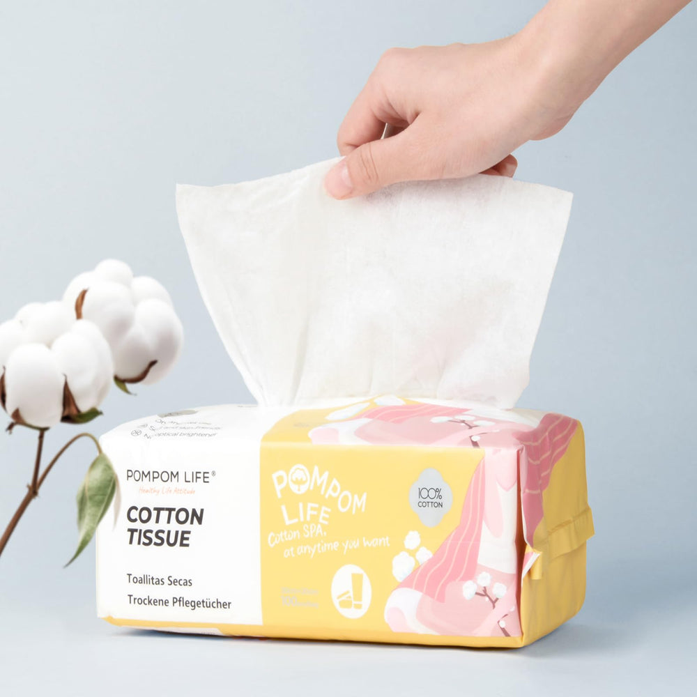 POMPOM LIFE: toallitas faciales desechables para limpieza suave y diaria.