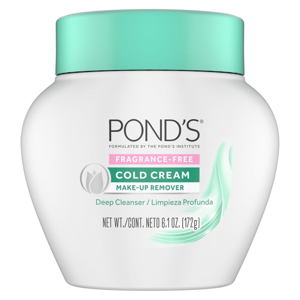 POND'S Crema fría sin fragancia en bote, limpia piel y brinda hidratación duradera.