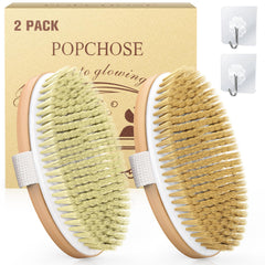 POPCHOSE cepillo exfoliante seco con cerdas naturales para exfoliar la piel
