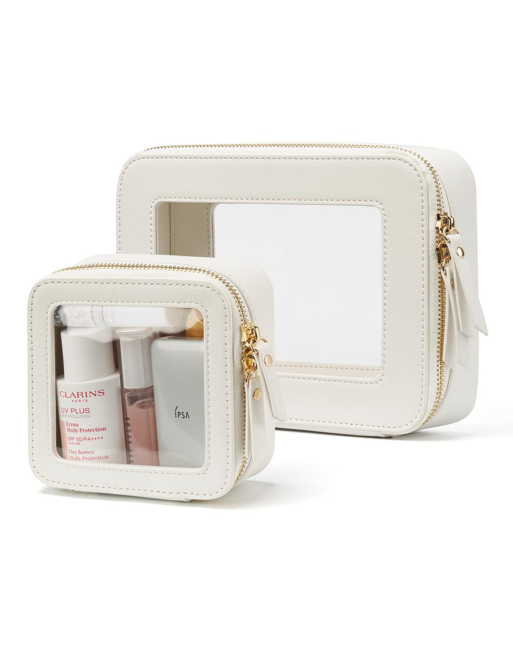 Popvibe estuche maquillaje transparente mini, ideal para ver productos al instante