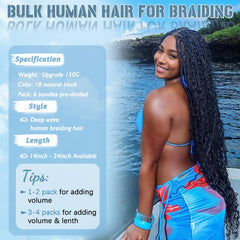 Popway deep wave bulk hair with 6 bundles for thicker, easier styling
