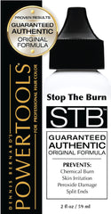 POWERTOOLS STB, aplicación en cuero cabelludo irritado para prevenir quemaduras químicas.