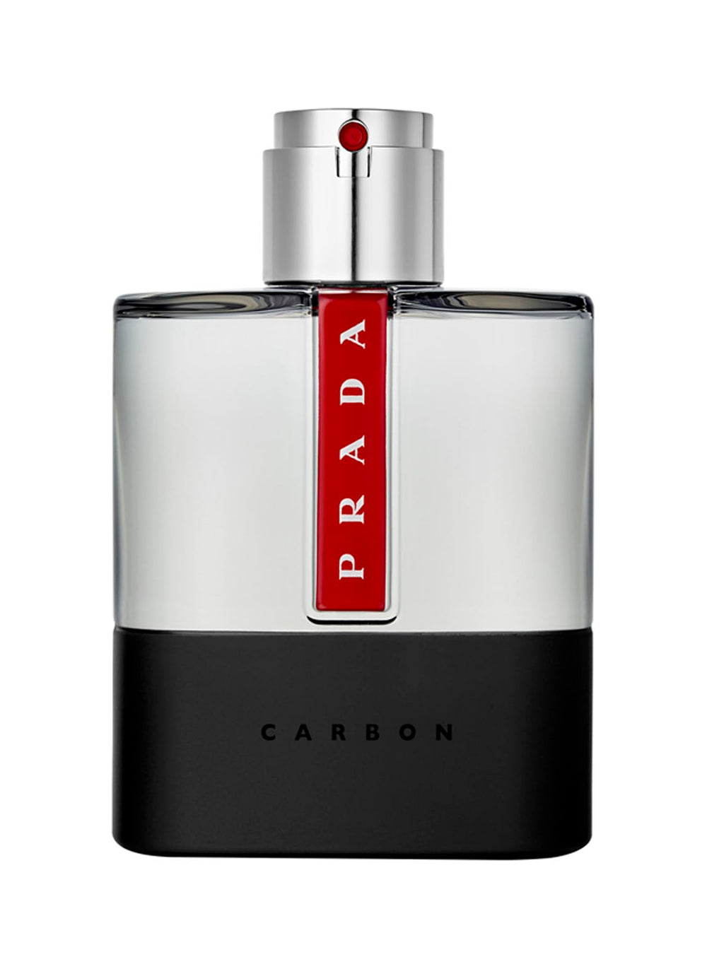 Prada Luna Rossa Carbon, botella frontal, elegante para uso diario.