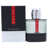 Prada Luna Rossa Carbon para hombre, botella frontal, aroma versátil para cualquier ocasión.