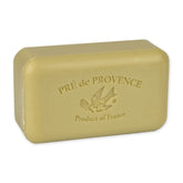 Pre de Provence jabón artesanal Verbena, primer plano de textura suave para piel hidratada.
