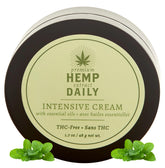 Premium Hemp Extract Daily Intensive Cream texture-application highlights quick absorption and hydrating feel.