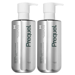 Prequel Gleanser bottle front showing unscented, hydrating formula for sensitive and dry skin.