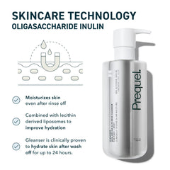 Prequel Gleanser texture image showing creamy lather for hydration while cleansing.
