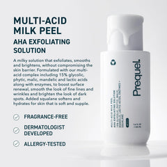 Prequel Skin Multi-Acid Milk Peel dispense action hints even application.