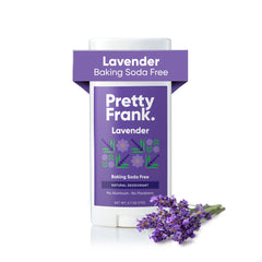 Pretty Frank desodorante lavanda, envase práctico para protección diaria sin aluminio.