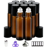 PrettyCare botella rodillo ámbar 10 ml para aceites esenciales, protección ultravioleta