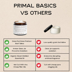 Etiqueta frontal, Primal Basics, hecho en EE. UU., opción natural para piel sensible.