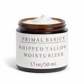Primal Basics manteca de res batida en frasco, hidratación suave para rostro y cuerpo.