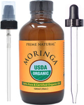 PRIME NATURAL Huile de Moringa – bouteille, hydratation naturelle pour peau et cheveux.