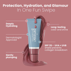 Color vibrante y brillo no pegajoso con PrimeLip SPF 35.