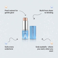 Prime Prometics PrimeWand Pearl sobre las mejillas, ilumina y define el contorno facial.
