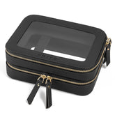 Prite bolsa maquillaje transparente de doble capa para organización rápida de cosméticos