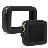 Prite bolsa de maquillaje transparente vista frontal con beneficio de acceso rápido